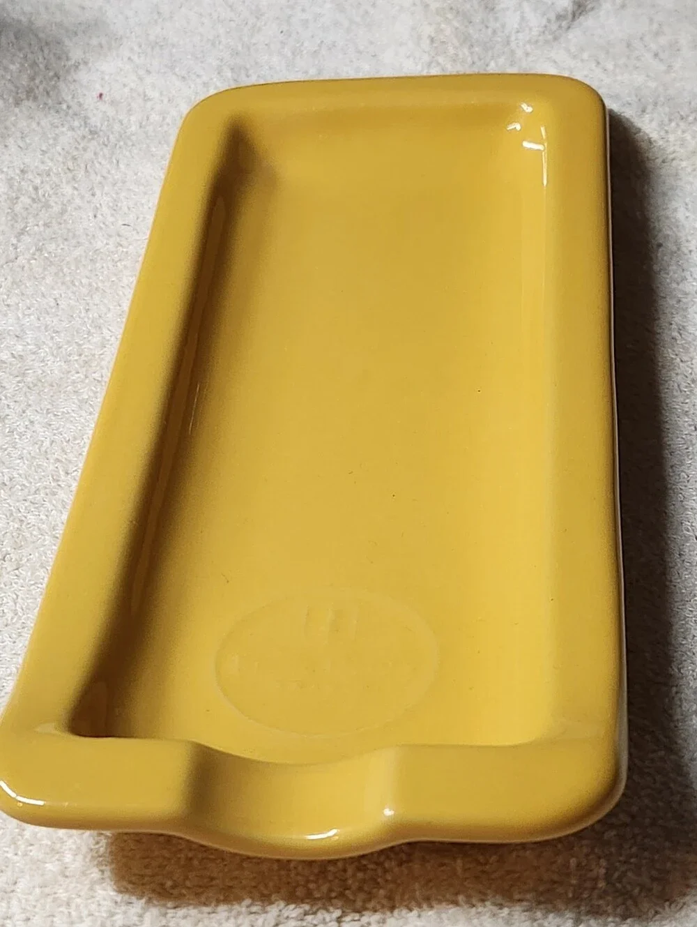 Vintage Emile Henry France Yellow Spoon Rest | French Ceramic Farmhouse Kitchen
